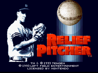 Relief Pitcher title screen for Super Nintendo